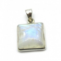 Anhänger Labradorit weiß Rechteck, 20x29 mm, 925er Silber