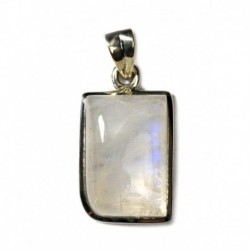 Anhänger Labradorit weiß Rechteck, 13x33 mm, 925er Silber