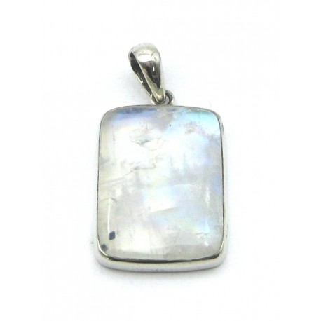 Anhänger Labradorit weiß Rechteck, 20x35 mm, 925er Silber