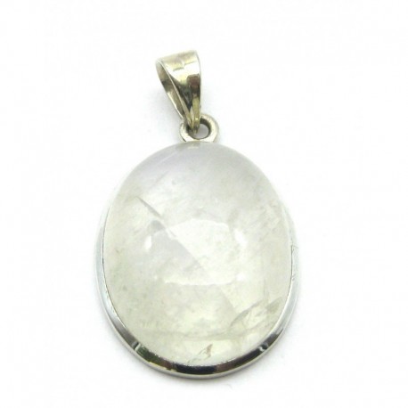 Anhänger Labradorit weiß oval, 22x39 mm, 925er Silber