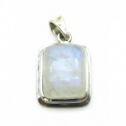 Anhänger Labradorit weiß Rechteck, 15x30 mm, 925er Silber