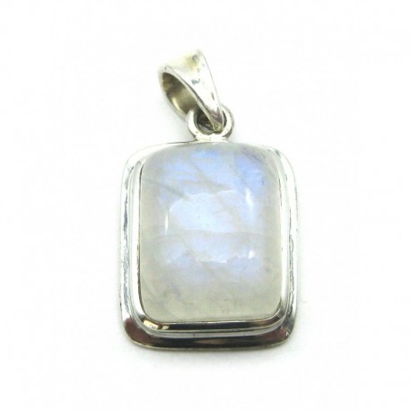 Anhänger Labradorit weiß Rechteck, 15x30 mm, 925er Silber