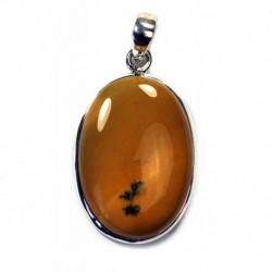 Anhänger Mookait oval, 24x40 mm 925er Silber