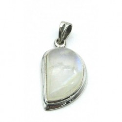 Anhänger Labradorit weiß Freeform, 19x38 mm, 925er Silber
