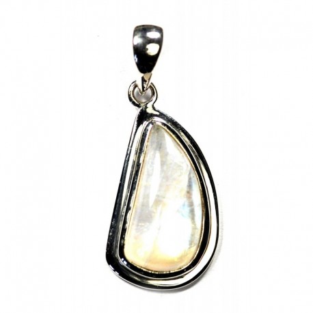 Anhänger Labradorit weiß Freeform, 16x35 mm, 925er Silber