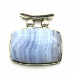 Anhänger Pipe Chalcedon blau, 32x35 mm, 925er Silber