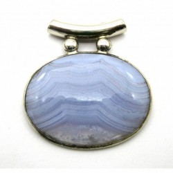 Anhänger Pipe Chalcedon blau, 43x45 mm, 925er Silber