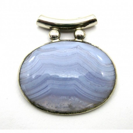 Anhänger Pipe Chalcedon blau, 43x45 mm, 925er Silber