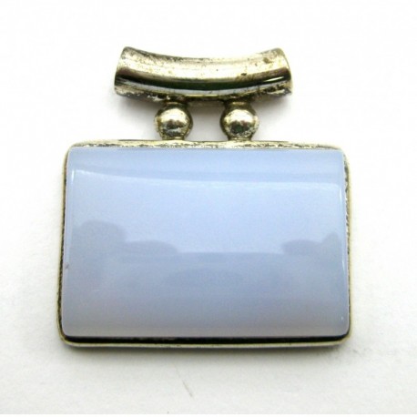 Anhänger Pipe Chalcedon blau Rechteck, 35x36 mm, 925er Silber