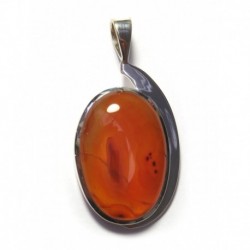 Anhänger Schlaufe Carneol (erhitzt) oval, 24x45 mm, 925er Silber