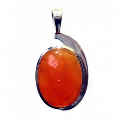 Anhänger Schlaufe Carneol (erhitzt) oval, 23x43 mm, 925er Silber