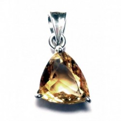 Anhänger Citrin (erhitzt) facettiert 11x24 mm, 925er Silber