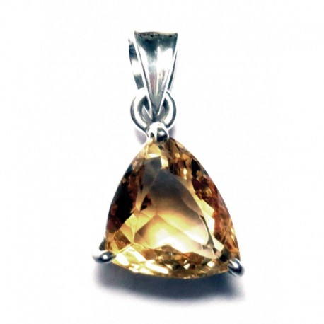 Anhänger Citrin (erhitzt) facettiert 11x24 mm, 925er Silber