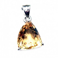 Anhänger Citrin (erhitzt) facettiert 13x24 mm, 925er Silber