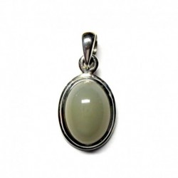 Anhänger Mondstein Oval mit Rand, 12x25 mm, 925er Silber