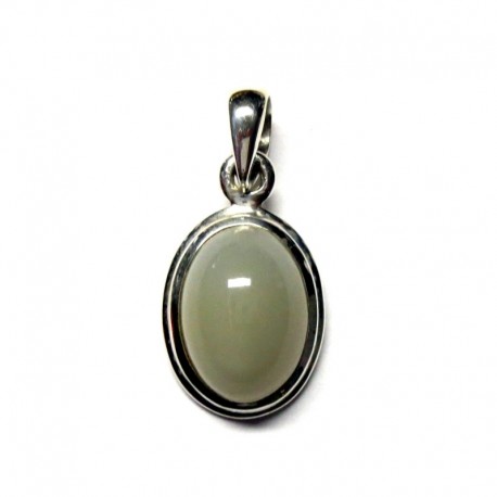 Anhänger Mondstein Oval mit Rand, 12x25 mm, 925er Silber
