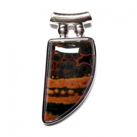 Anhänger Pipe Ozean-Achat (Chalcedon) 20x42 mm, 925er Silber