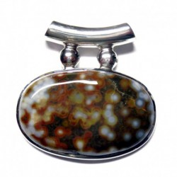 Anhänger Pipe Ozean-Achat (Chalcedon) 30x32 mm, 925er Silber