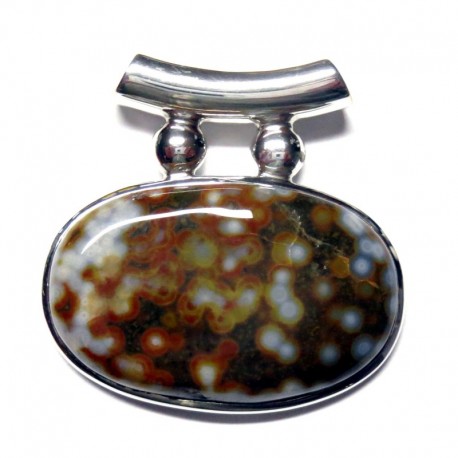 Anhänger Pipe Ozean-Achat (Chalcedon) 30x32 mm, 925er Silber