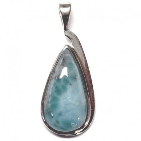 Anhänger Schlaufe Larimar 24x44 mm, 925er Silber