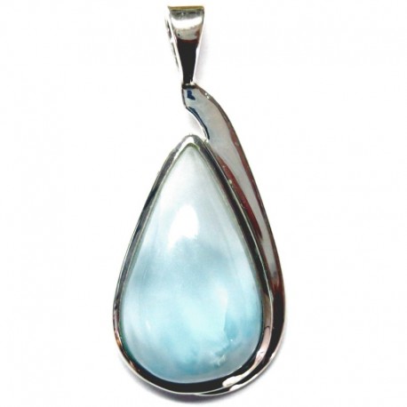 Anhänger Schlaufe Larimar 20x43 mm, 925er Silber