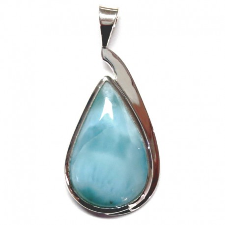Anhänger Schlaufe Larimar 22x44 mm, 925er Silber