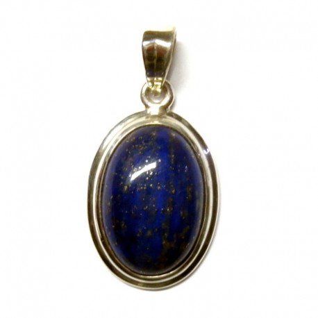 Anhänger Lapislazuli Oval, 16x30 mm, 925er Silber