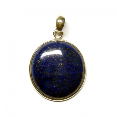 Anhänger Lapislazuli rund, 27x40 mm, 925er Silber