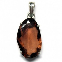 Anhänger Turmalin rot facettiert Freeform, 14x34 mm, 925er Silber