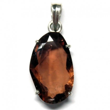 Anhänger Turmalin rot facettiert Freeform, 14x34 mm, 925er Silber