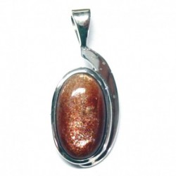 Anhänger Sonnenstein Schlaufe Oval, 15x32 mm, 925er Silber