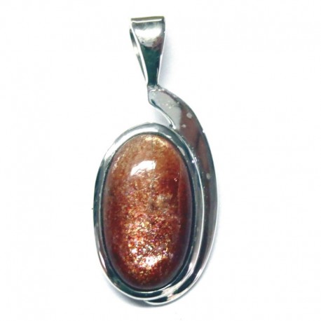 Anhänger Sonnenstein Schlaufe Oval, 15x32 mm, 925er Silber