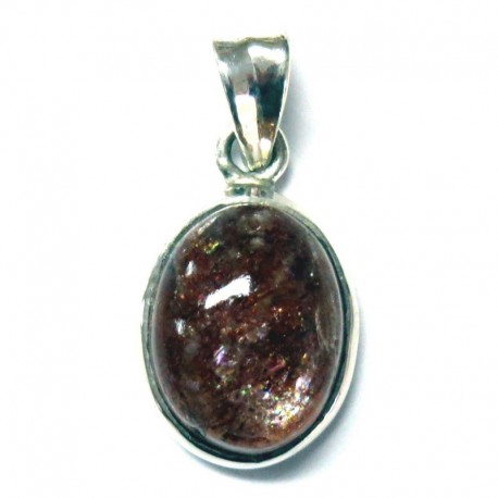 Anhänger Sonnenstein Oval klein, 13x27 mm, 925er Silber