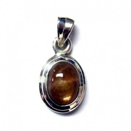 Anhänger Sonnenstein facettiert Oval, 10x20 mm, 925er Silber