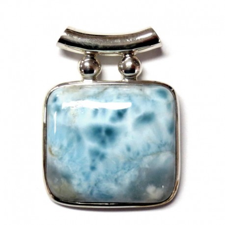 Anhänger Larimar Pipe Rechteck, 29x36 mm, 925er Silber