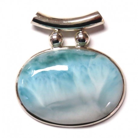 Anhänger Larimar Pipe Oval, 37x39 mm, 925er Silber