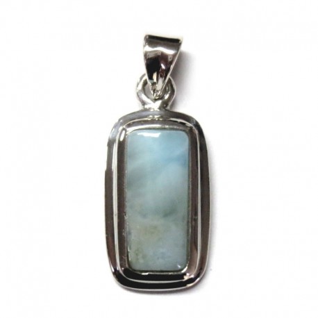 Anhänger Larimar Rechteck, 11x28 mm, 925er Silber