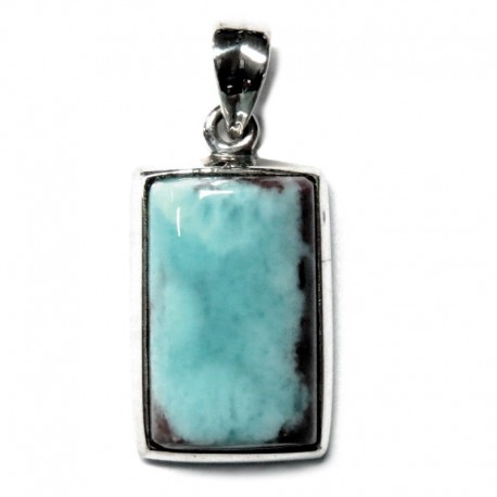 Anhänger Larimar Rechteck, 15x29 mm, 925er Silber