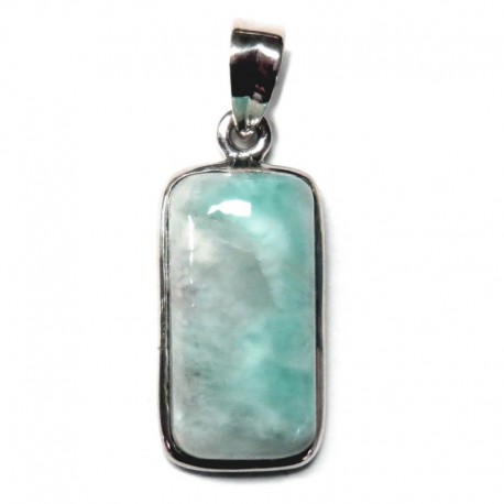 Anhänger Larimar Rechteck, 14x34 mm, 925er Silber