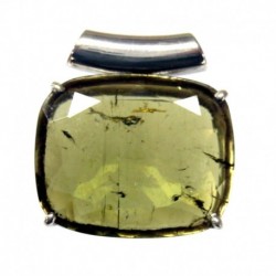 Anhänger Turmalin grün facettiert Pipe Rechteck, 25x27 mm, 925er Silber