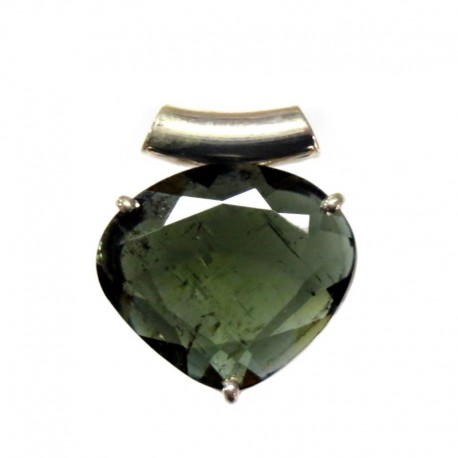 Anhänger Turmalin grün facettiert Pipe Tropfen, 20x25 mm, 925er Silber