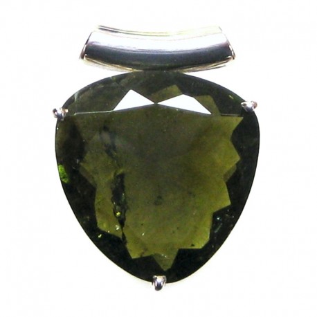 Anhänger Turmalin grün facettiert Pipe Tropfen, 24x29 mm, 925er Silber