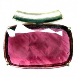 Anhänger Turmalin rot facettiert Pipe Rechteck, 27x31 mm, 925er Silber