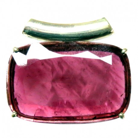 Anhänger Turmalin rot facettiert Pipe Rechteck, 27x31 mm, 925er Silber