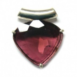 Anhänger Turmalin rot facettiert Pipe Tropfen, 22x26 mm, 925er Silber