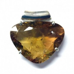 Anhänger Turmalin gelb facettiert Pipe Tropfen, 26x26 mm, 925er Silber