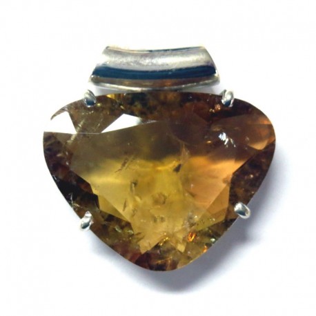 Anhänger Turmalin gelb facettiert Pipe Tropfen, 26x26 mm, 925er Silber