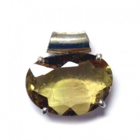 Anhänger Turmalin gelb facettiert Pipe 18x19 mm, 925er Silber