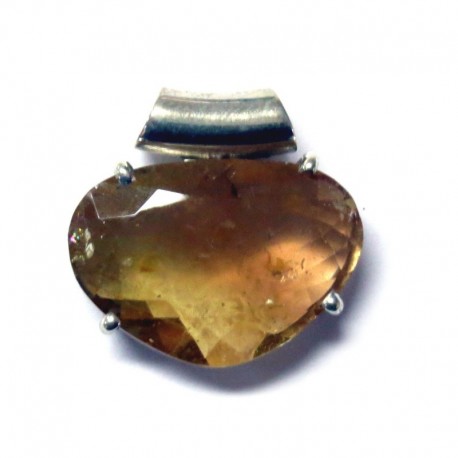 Anhänger Turmalin gelb facettiert Pipe Tropfen, 20x20 mm, 925er Silber