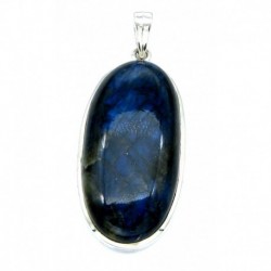 Anhänger Labradorit Oval blau schimmernd, 25x58 mm, 925er Silber